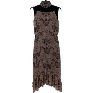 SALONI 100% Silk Ruffled Sheath Midi Dress 2